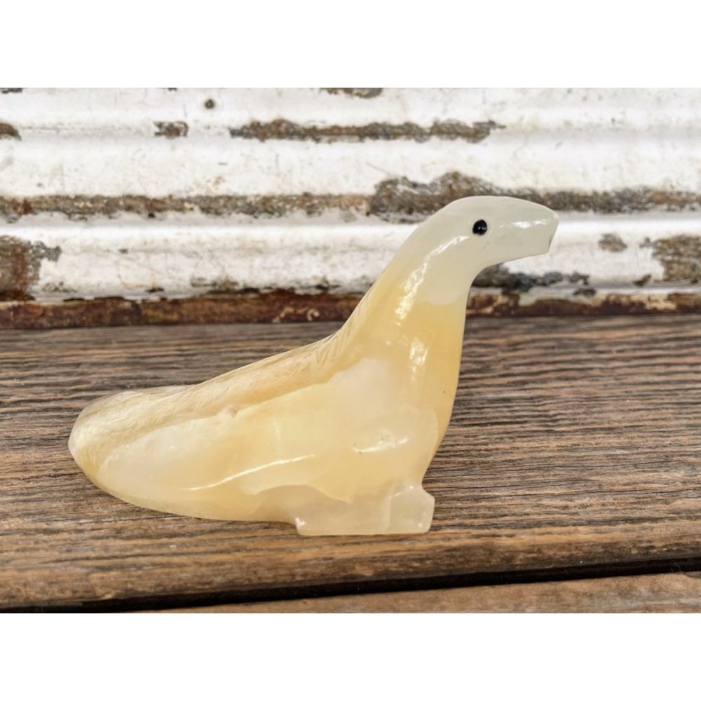 Vintage 1970s Carved Onyx/stone Seal Animal Figurine
